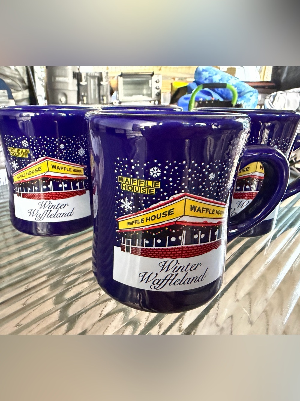 2015 Waffle House Holiday Christmas Mugs by Tuxton set of 4 winter waffleland